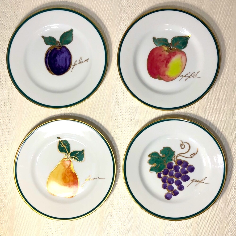 Set of 4 Crate & Barrel Monno-Bangladesh Fruit/Salad Plates